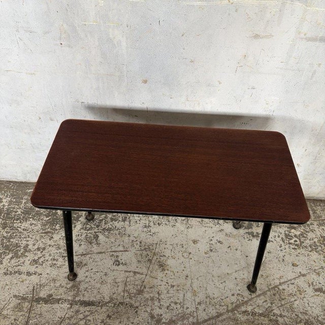 Mid-Century Teak-Effect Coffee Table with Black Sputnik Metal Legs, 1960s For Sale - Image 4 of 10