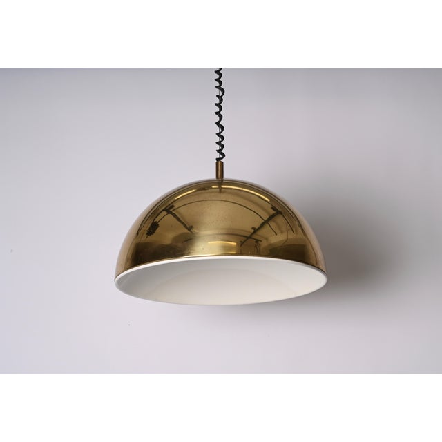 1970s Mid-Century Italian Gilt Metal Pendant Lamp Attributed to Franco Albini, 1970s For Sale - Image 5 of 18