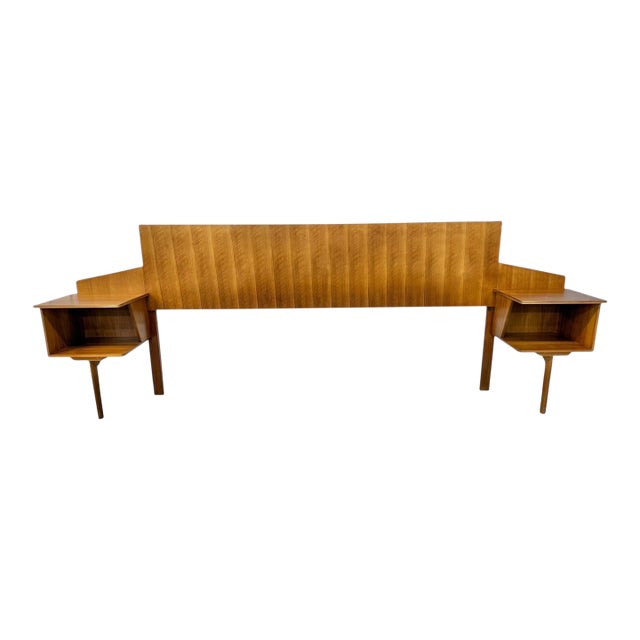 Mid-Century Modern Queen Size Headboard W/Nightstands For Sale