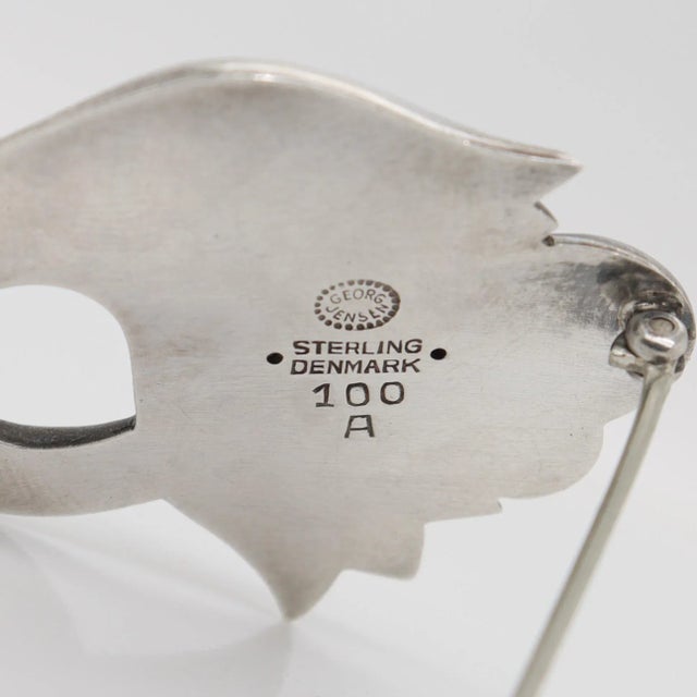 Mid 20th Century Vintage Georg Jensen Sterling Silver Tulip Brooch No. 100a For Sale - Image 5 of 12