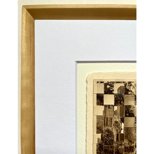 One of a Kind, Hand Cut and Hand Woven Vintage Photo-Postcards (early 1900's) Matted and Framed/Glass, new wooden ash...