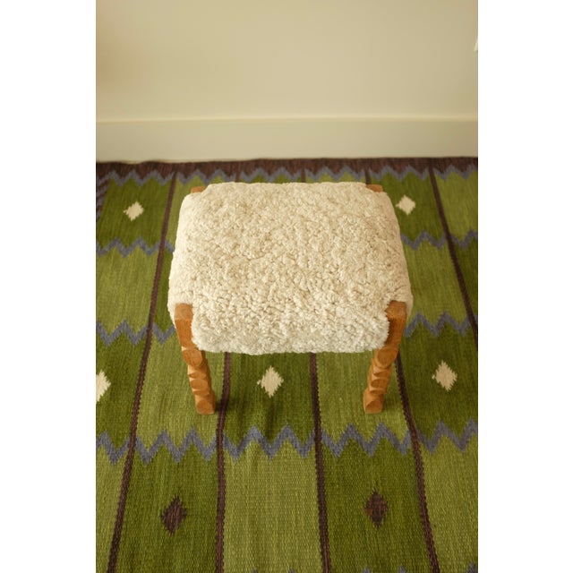 Cream 1950s Scandinavian Modern Sheepskin Stool For Sale - Image 8 of 10