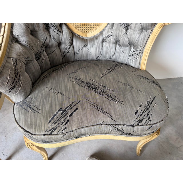 Vintage Hollywood Regency Cane Back Tufted Lounge Chairs - A Pair For Sale - Image 12 of 13
