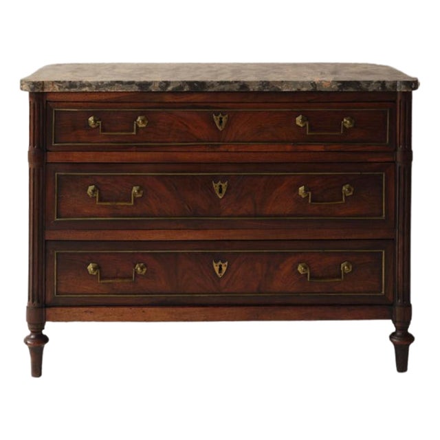 Late 17th Century French Empire Cherry Wood Commode With Marble Top For Sale