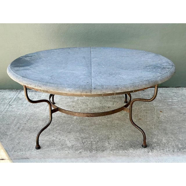 Rustic Vintage Monumental Solid Granite Top Dining Table For Sale - Image 3 of 12