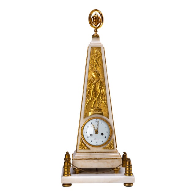 Louis XVI Obelisk Clock from Roque, Paris, France, 1780 For Sale