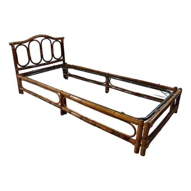 Bamboo and Rattan Bed, 1970s For Sale