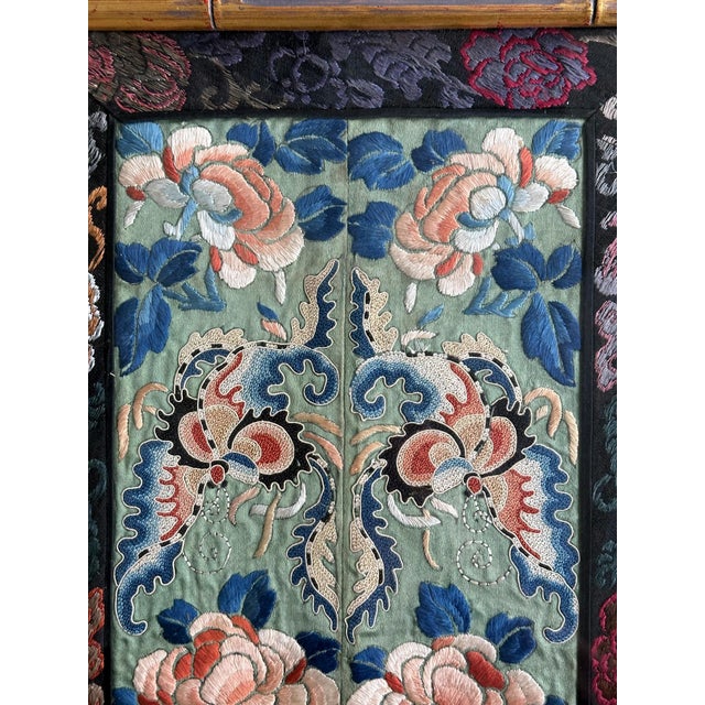 Pair of Framed Fine Chinese Antique Embroidery Panels with Forbidden Knots For Sale - Image 11 of 18