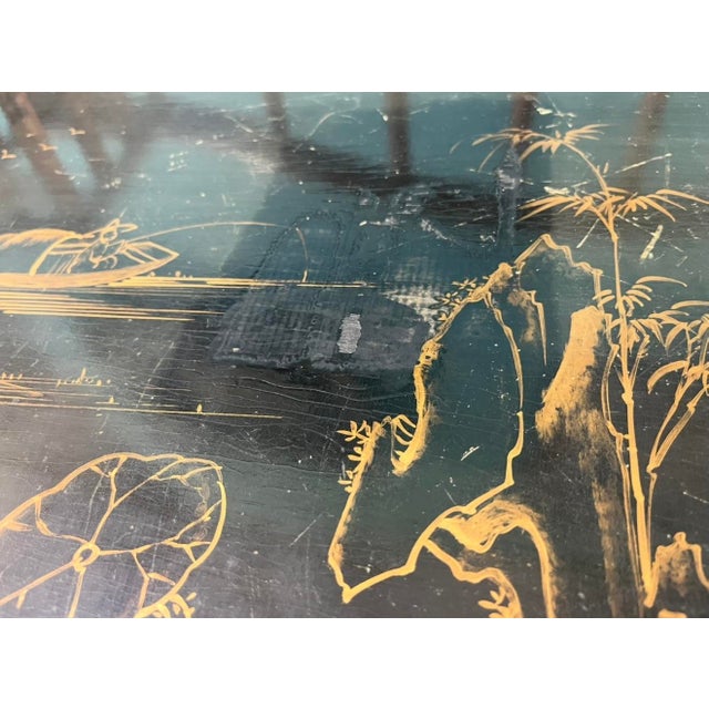 Vintage Chinoiserie, Burnt Bamboo and Rattan Desk and Chair in the British Colonial Style Chair Dimensions: 39 3/4” H X 17 1/4” Seat H , Seat D/ W 17” For Sale - Image 11 of 12