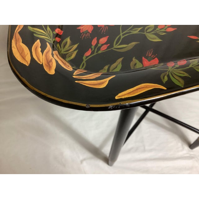 Vintage Hand Painted Floral Tray Table Signed Gv Veghte 1958 For Sale - Image 4 of 10