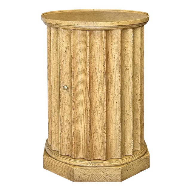 1970s Neoclassical Column-Form Side Table in Bleached Oak by Baker For Sale