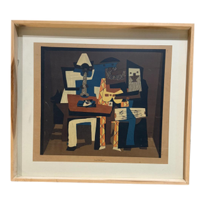 Vintage Modern Framed Art Picasso Three Musicians MoMA