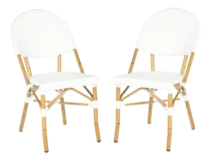 Stacking Indoor-Outdoor Side Chair in Off White - a Pair