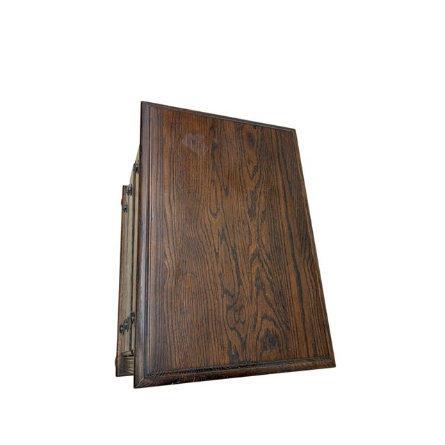 1970s Ethan Allan Charter Oak Jacobean End Table Bachelors Silver Chest Nightstand For Sale In Philadelphia - Image 6 of 15