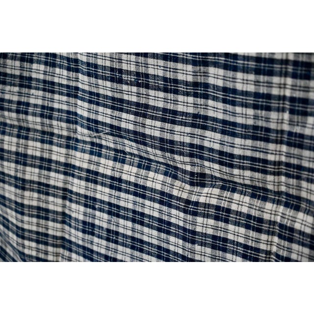Kelsch Fabric Remnant in Navy Blue and White Checkered Cotton Linen, 1890s For Sale - Image 4 of 7