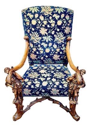 19th-Century Venetian Carved Figural Throne/Open Armchair, in the Manner of Andrea Brustolon