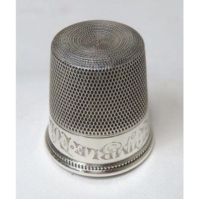 Antique Sterling Silver "Only a Thimble Full" Motto Giant Sewing Thimble Shot Glass For Sale - Image 4 of 13