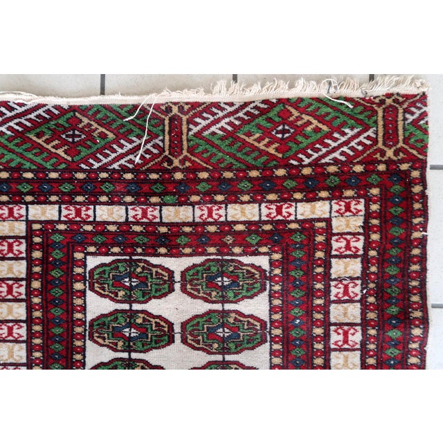 Red 1960s, Handmade Vintage Uzbek Bukhara Rug 2.5' X 4.2' For Sale - Image 8 of 13
