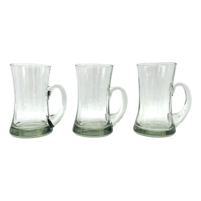 Mid-Century Modern Brutalist Studio-Glass Tankards in the style of Erik Höglund from Kosta Boda, 1960s, Set of 3 For Sale