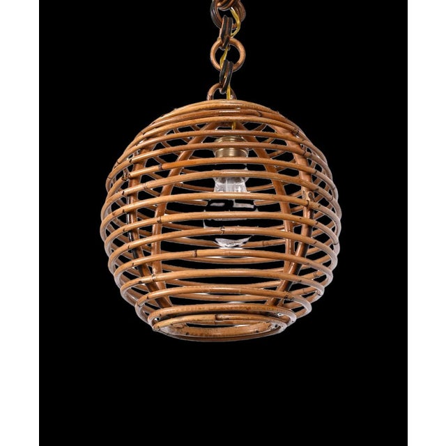 Mid-Century French Riviera Bamboo and Rattan Spherical Lamp, Italy, 1960s For Sale - Image 12 of 18