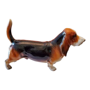 Antique Porcelain Dachshund Dog Sculpture Signed