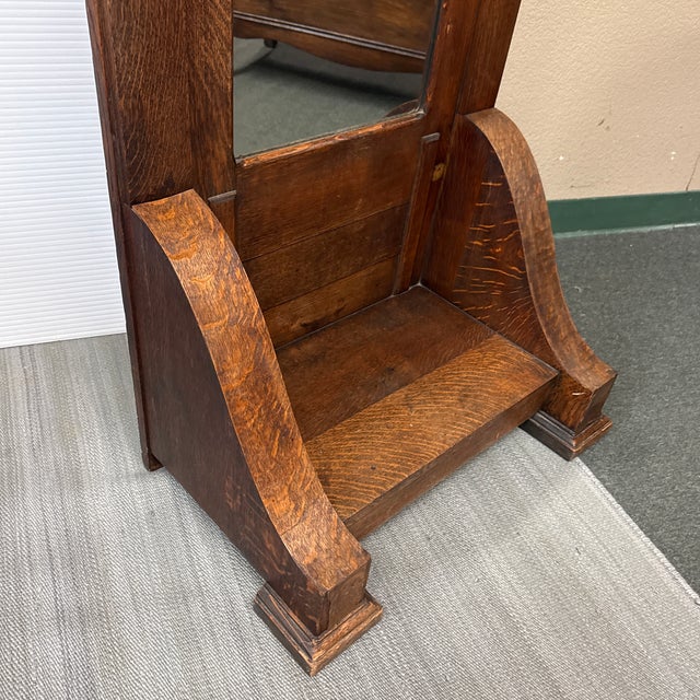 Arts & Crafts Tiger Oak Wood Hall Tree For Sale In San Francisco - Image 6 of 12