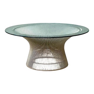Warren Platner Glass and Steel Coffee Table For Sale