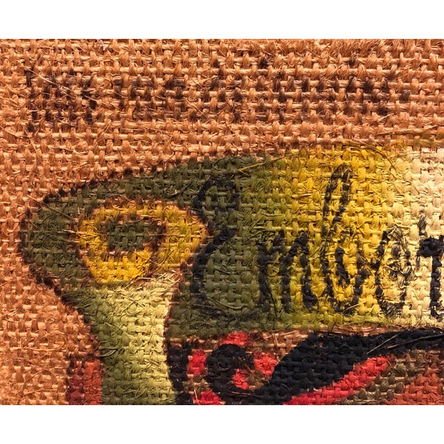 Mid 20th Century Jose Maria de Servin, Folk Art Mexican Girl "Emborrachate" Oil Painting on Burlap For Sale - Image 5 of 5