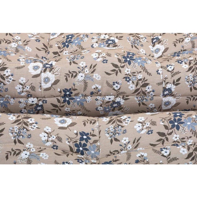 Togo Lounge Chair with Pouf and 2-Seater Sofa in Pattern Fabric by Michel Ducaroy for Ligne Roset, Set of 3 For Sale - Image 5 of 18