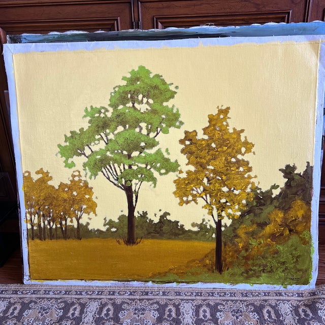 Oil on canvas framed sigh ed by Barbara Coleman August Landscape made in 1970