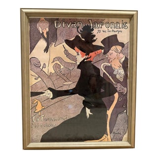 Late 20th Century Framed Henri De Toulouse-Lautrec “Divan Japonais” Poster Reproduction For Sale