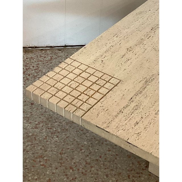 Vintage Boho Scored Travertine Side Table For Sale In West Palm - Image 6 of 11