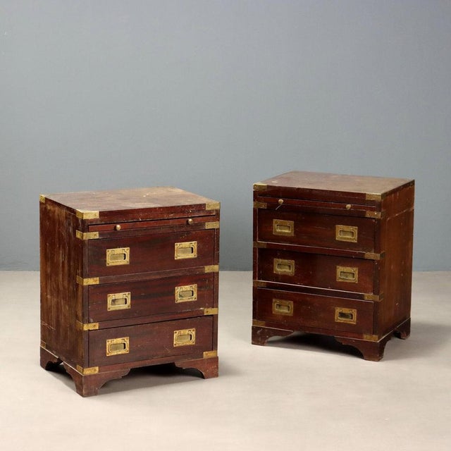 Navy Style Mahogany Nightstands, Set of 2 For Sale - Image 13 of 13