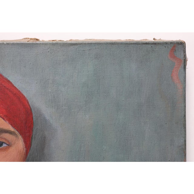 Belgian Artist, Expressionist Portrait of a Woman, 1950s, Oil on Canvas For Sale - Image 7 of 12