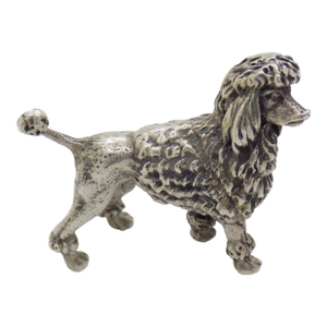 Vintage Italian Handmade Genuine Silver Poodle Dog Large Detailed Solid Figurine