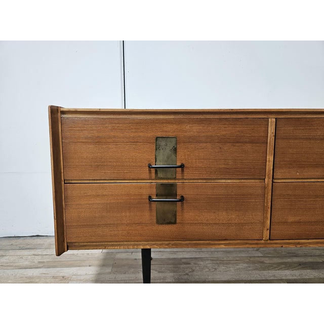 Vintage Walnut Chest of Drawers with Iron and Brass Details, 1960 For Sale - Image 9 of 18