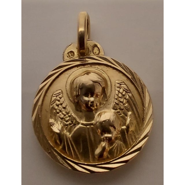 18k Gold Pendant Medal, 1950s For Sale - Image 9 of 17