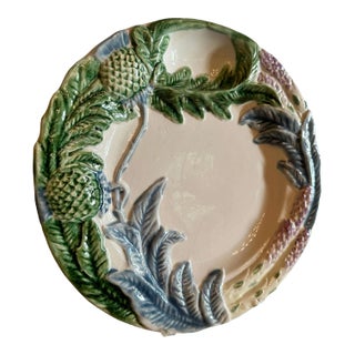 French Majolica Asparagus Plate For Sale