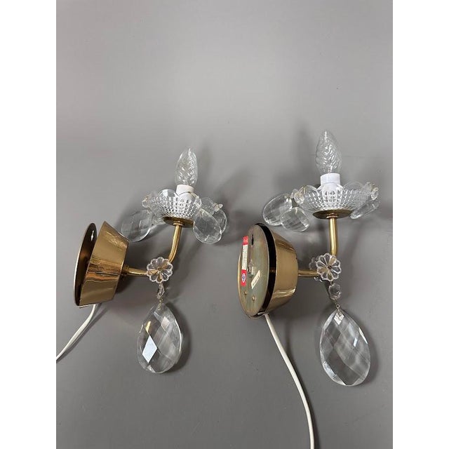 Czech Palace Wall Sconces in Jablonec Crystal Glass, 1970s, Set of 2 For Sale - Image 4 of 6