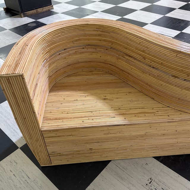 Brown Vintage Pencil Reed Bamboo Rattan Conversation Chair For Sale - Image 8 of 11