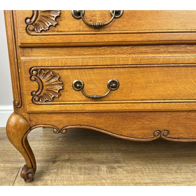 Vintage French Louis Style Oak Chest of 3 Drawers For Sale - Image 5 of 12