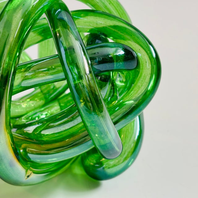 Green Vintage Green Art Glass Knot For Sale - Image 8 of 8