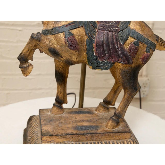 Black Vintage Equestrian Horse Table Lamp With Black Shade For Sale - Image 8 of 9