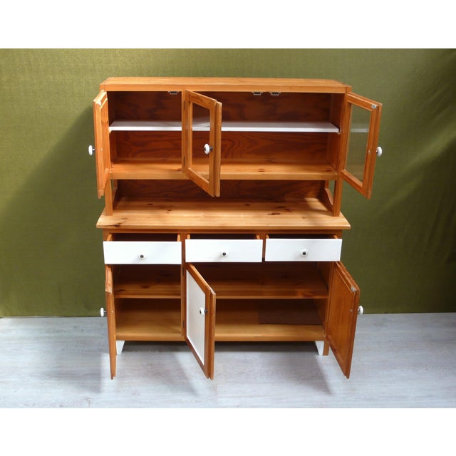 Little Kitchen Hutch Cottage Deko Hutch Natural Wood and White, 1960s For Sale - Image 3 of 5