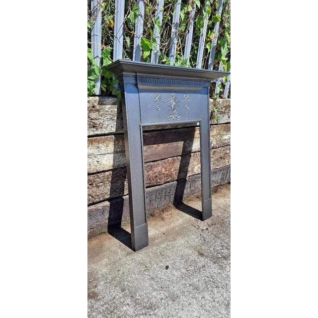 Antique Edwardian Cast Iron Mantel Surround with Classical Decoration For Sale - Image 3 of 13