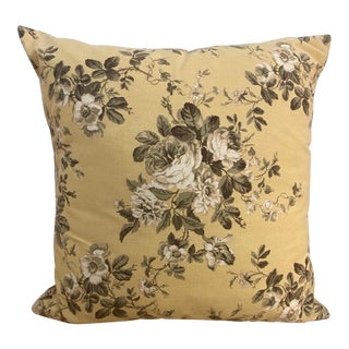 Vintage Yellow and Floral Pillow by Trs For Sale