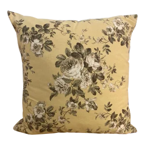Vintage Yellow and Floral Pillow by Trs