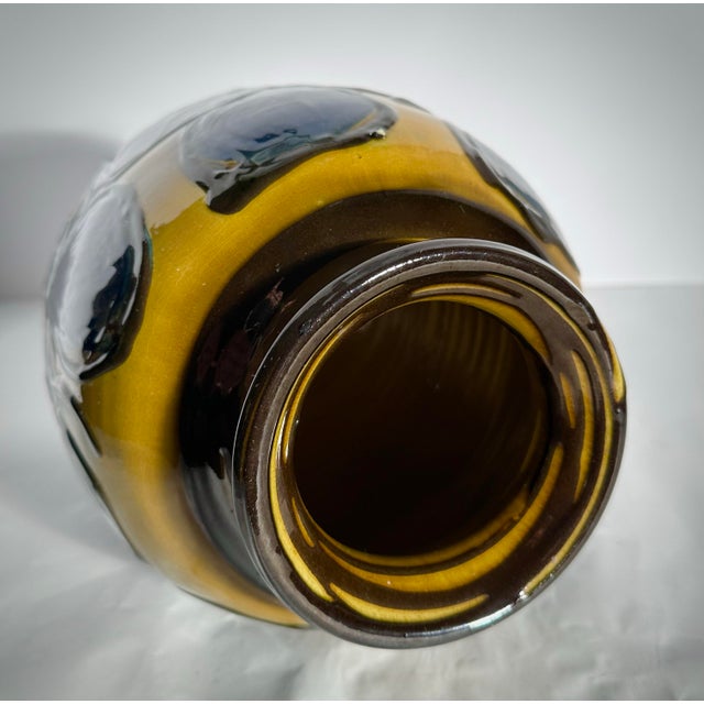 Ceramic Large Antique Ceramic Vase in Cobalt and Mustard Glaze, Signed by Herman A. Kähler For Sale - Image 7 of 9