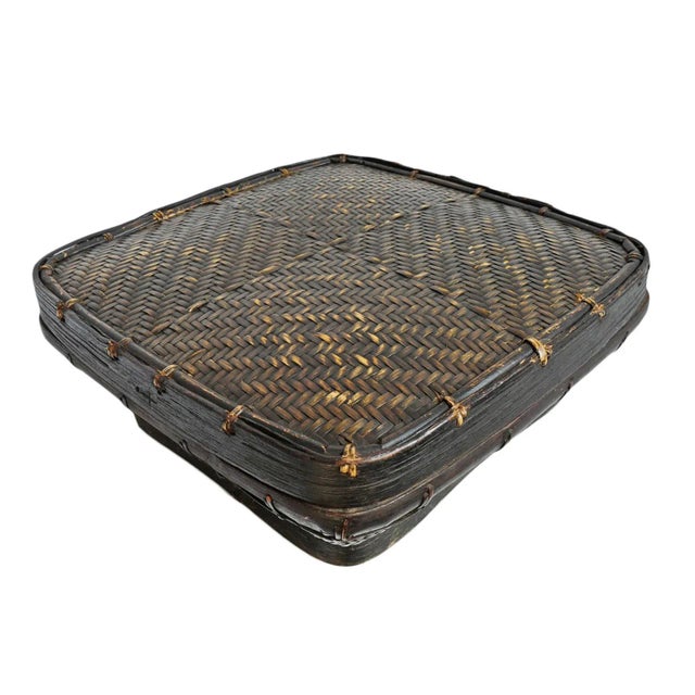 Mid 20th Century Vintage Akha Thai Organic Modern Square Basket For Sale - Image 5 of 5