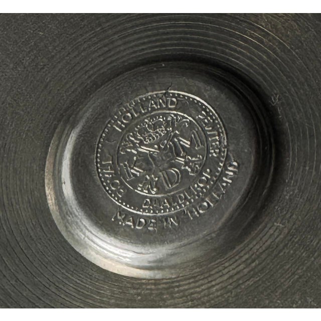 Mid-Century Modern Mid-Century Royal Holland Sculptural Pewter Pitcher With Original Basin For Sale - Image 3 of 3